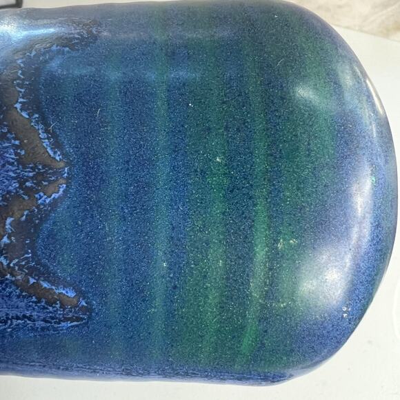 Studio Art Pottery Vase 6.5" Aqua Blue Glaze Drip Salt Glaze - Picture 9 of 16
